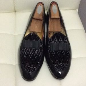 Men’s Black Leather Bow tie Loafers